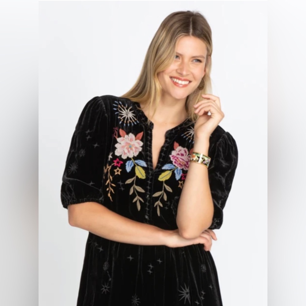 NEW! 3X Johnny Was~CELESTIN VELVET PUFF SLEEVE DRESS~NWT